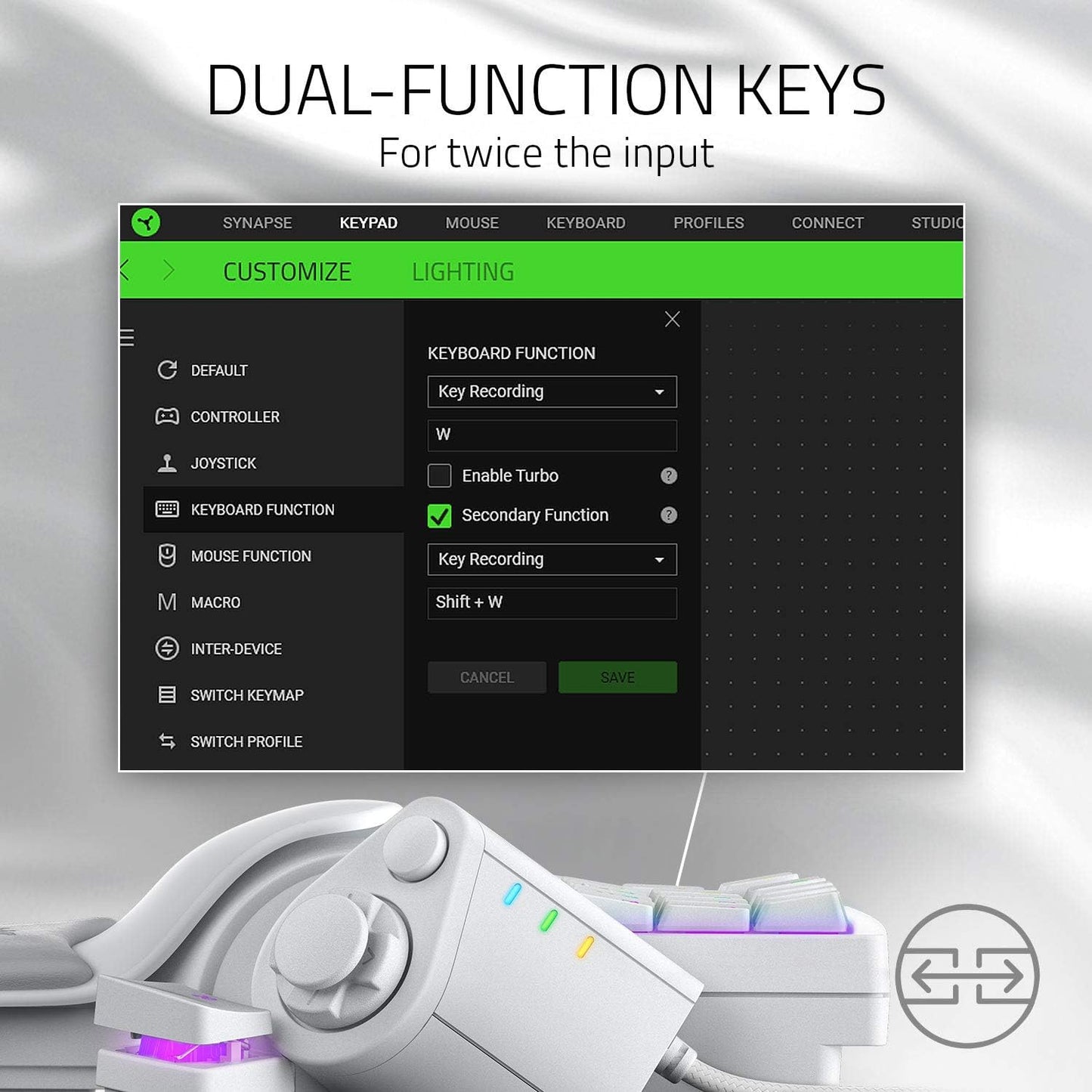 Razer RZ07-03110200-R3M1 Tartarus Pro Gaming Keypad White