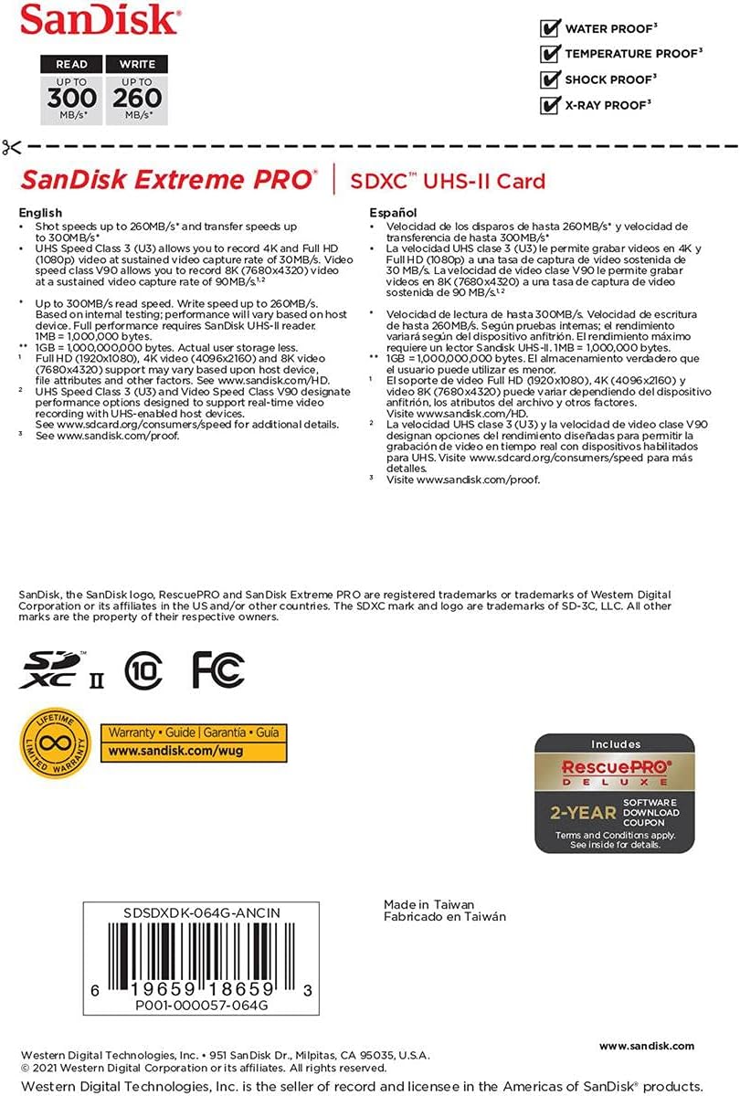 SanDisk SDSDXDK-064G-GN4IN 64GB Extreme PRO UHS-II SD Card