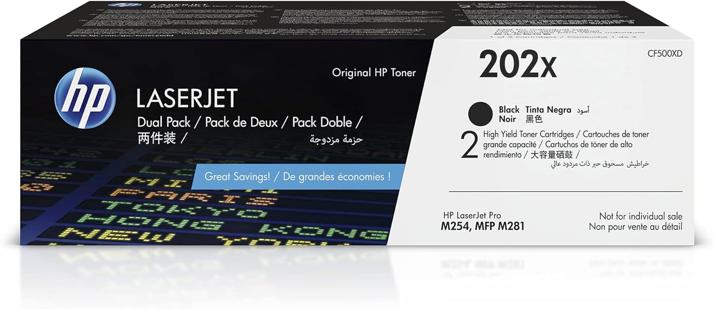 HP CF500XD 202X Black LaserJet Toner Cartridges 2-Pack
