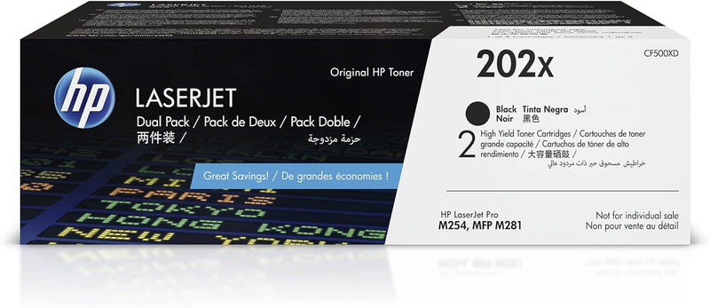 HP CF500XD 202X Black LaserJet Toner Cartridges 2-Pack — main product image