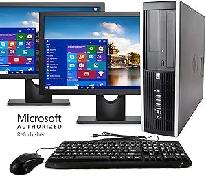 HP Elite SFF Desktop PC Renewed with Dual Monitors