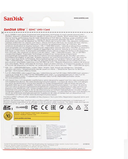 SanDisk SDSDUNR-032G-GN6IM 32GB Ultra SDHC UHS-I Card 3-Pack