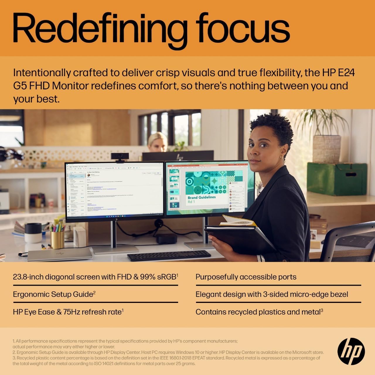 HP E24 G5 23.8" FHD IPS Monitor - HDMI DisplayPort USB