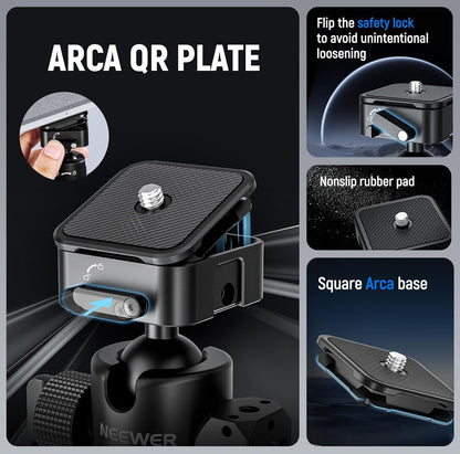 Neewer GM12 Ball Head - Arca Slot, 360° Pan, 13.2lb Load