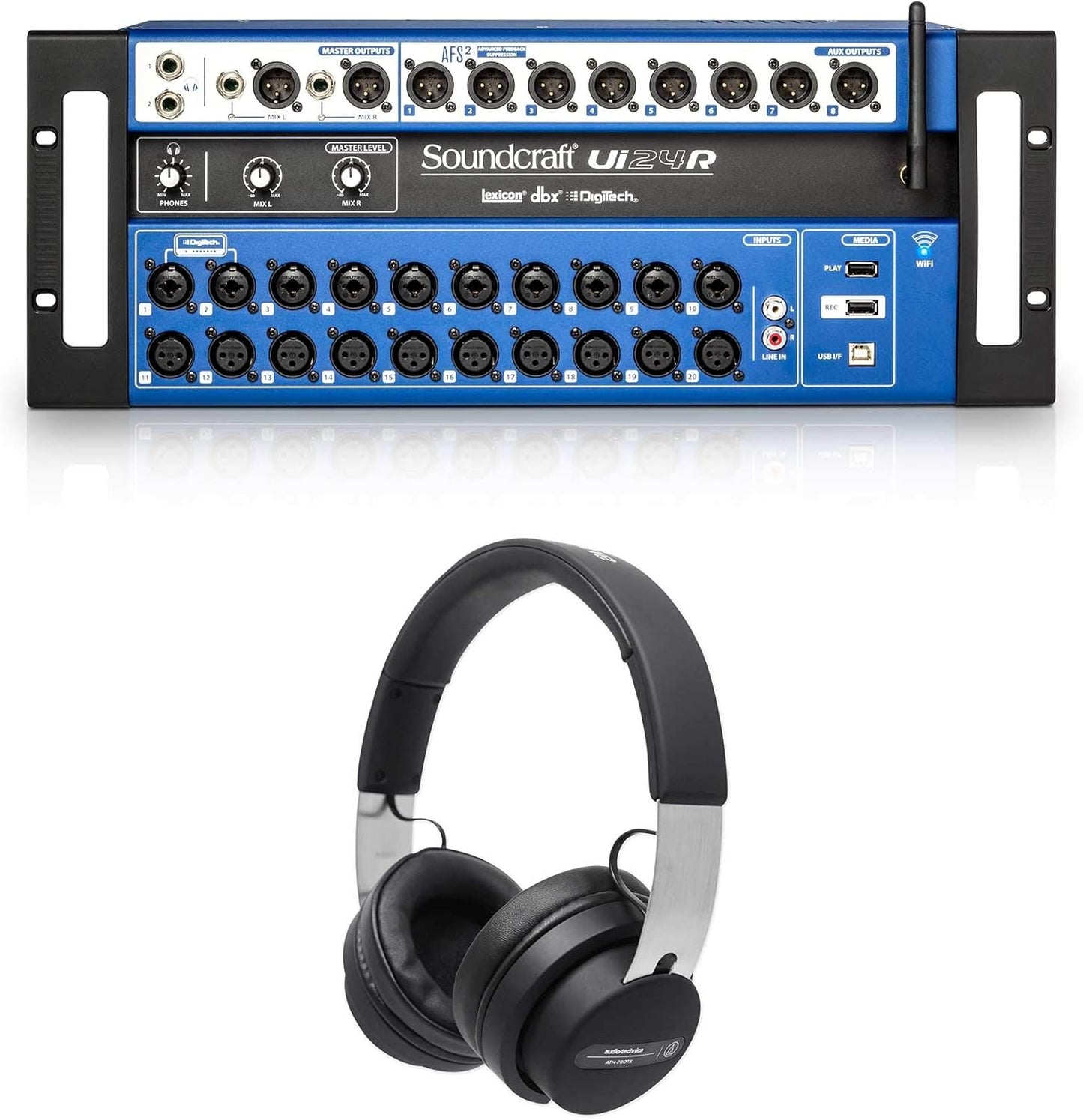 Soundcraft UI24R+ATH-PRO7X Digital Mixer with Headphones Bundle
