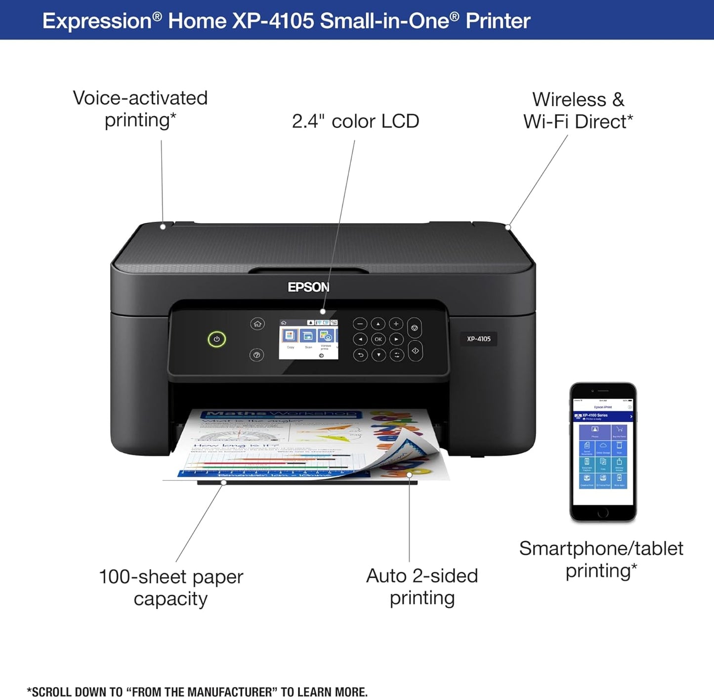Epson XP-4105 Wireless Color Inkjet Printer All-in-One