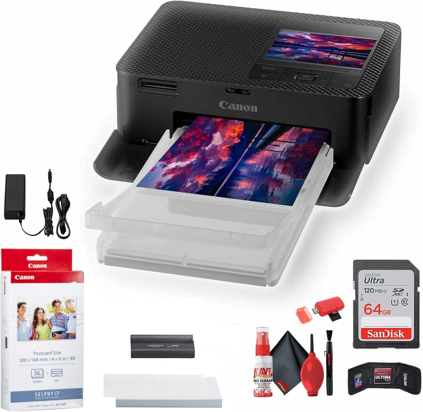 Canon CP1500 Compact Photo Printer Black Bundle