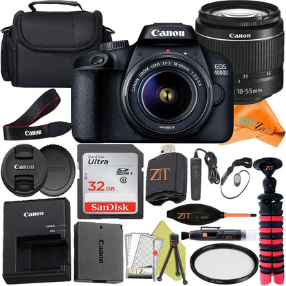 Canon eos 4000d Rebel T100 DSLR Camera + 18-55mm Lens Bundle (Renewed)