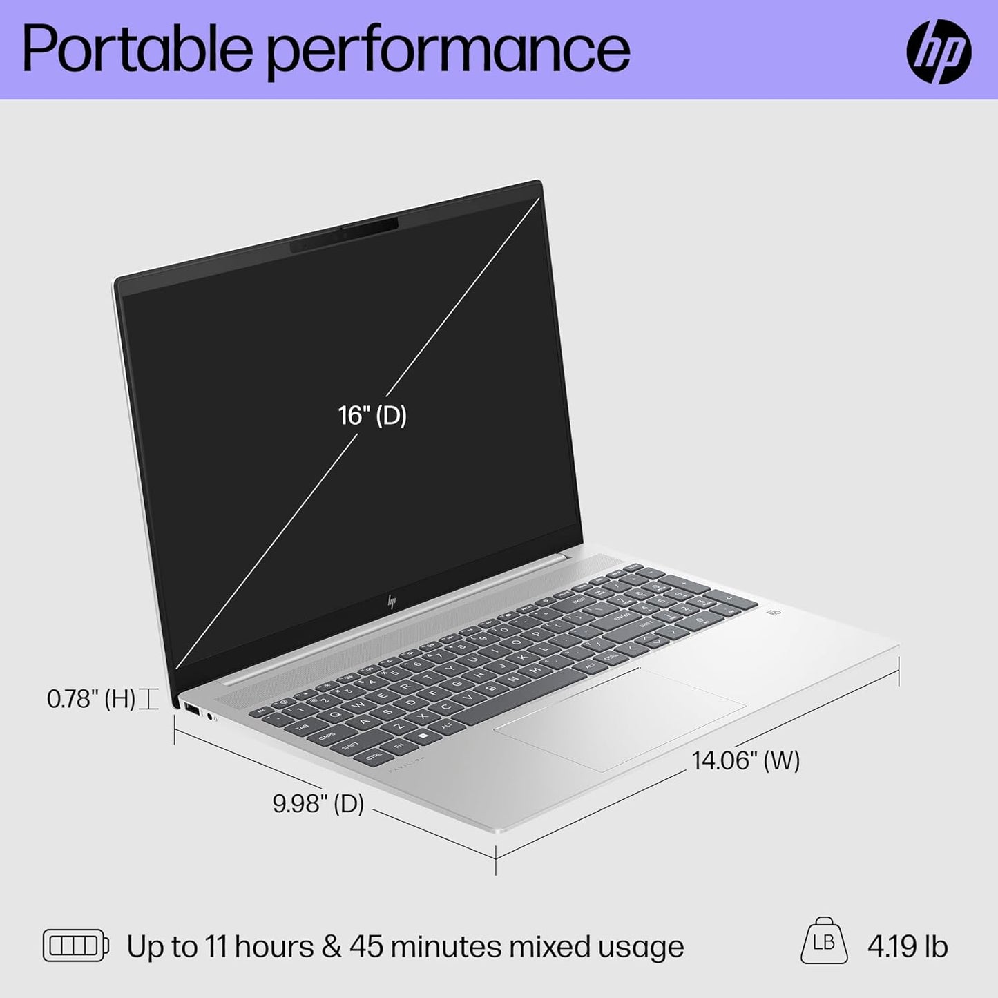 HP 16-ab0000nr Pavilion Plus Laptop (i5-13500H, 16GB, 1TB SSD, 16" WQXGA)