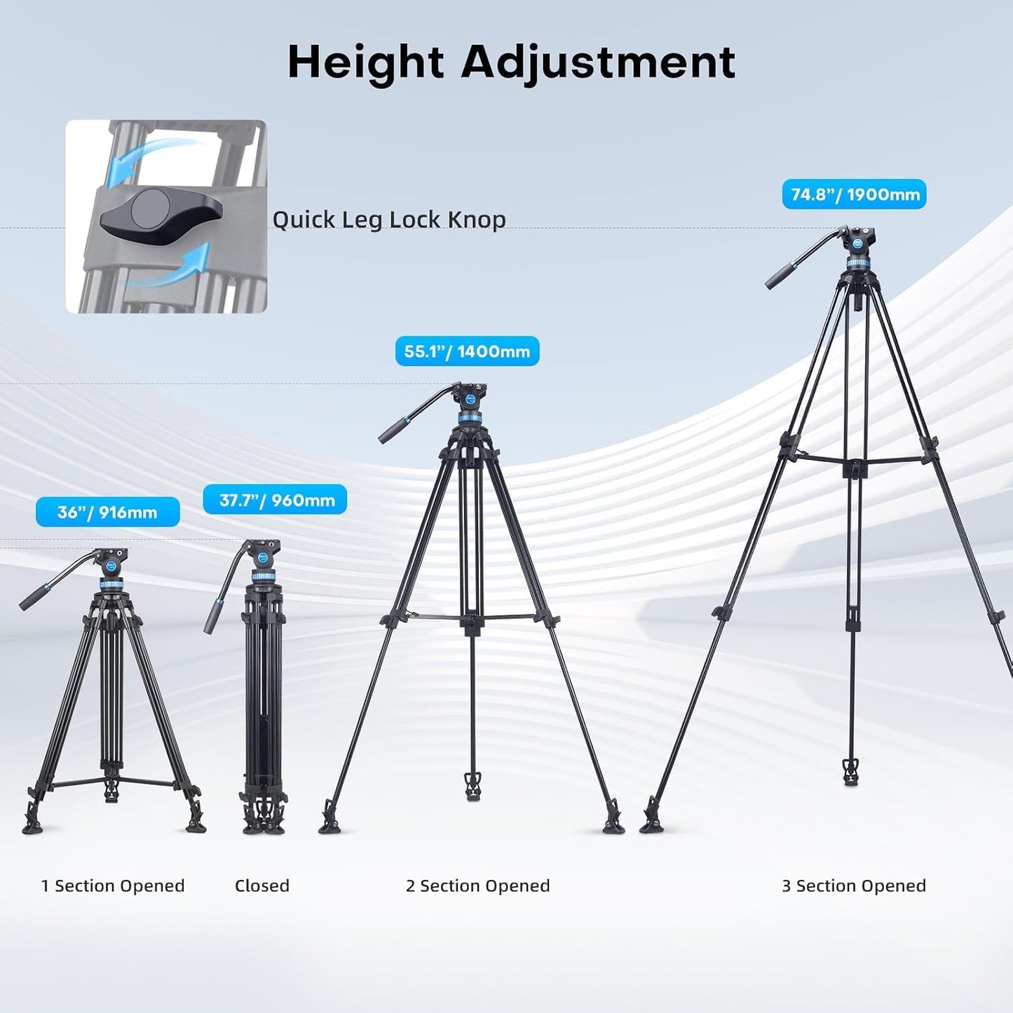 Sirui AM-25S 74.8" Professional Video Tripod
