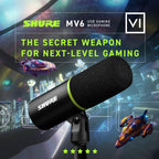 Shure MV6 Gaming Microphone: USB, Dynamic, Noise Cancelling