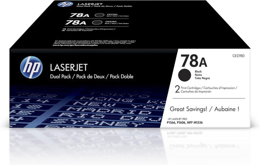 HP CE278D 78A Black LaserJet Toner Cartridge 2-Pack