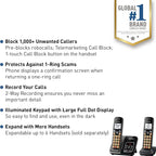 Panasonic KX-TGD832M Cordless Phone Answering Machine 2-Handset Metallic Black