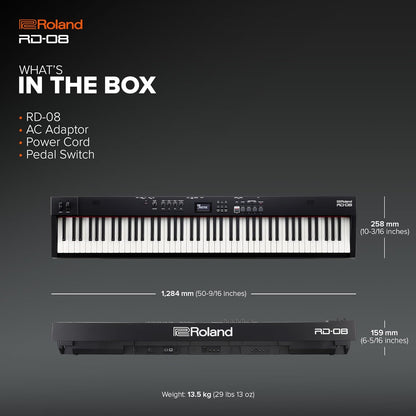 Roland RD-08 88-Key Stage Piano Weighted Action Keyboard