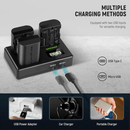 Neewer LP-E6P 2400mAh Battery 3-Pack with USB Charger