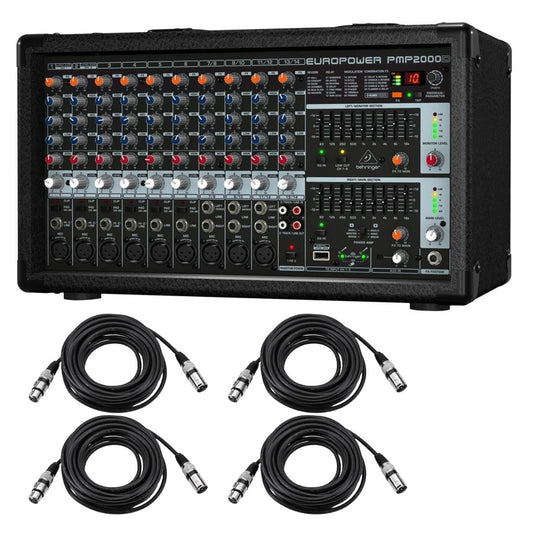 Behringer EUROPOWER PMP2000D 14-Channel Powered Mixer XLR Cables