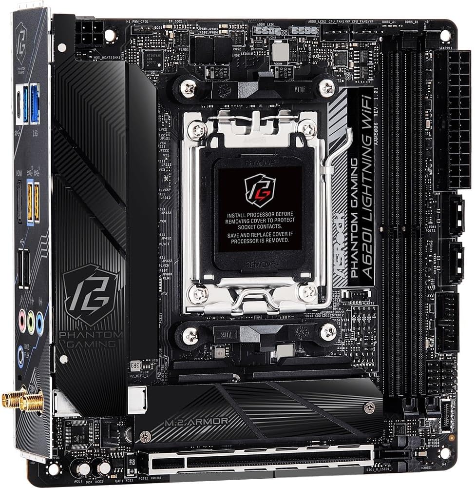 ASRock 90-MXBMN0-A0UAYZ A620I Lightning WiFi Mini-ITX Motherboard