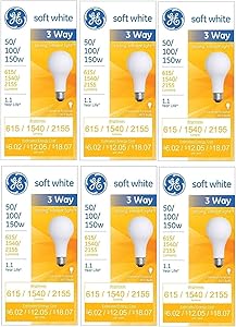 GE 97494 3-Way Light Bulb 50/100/150 Watt 6-Pack