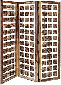 Misc Wooden Abstract 3-Panel Room Divider