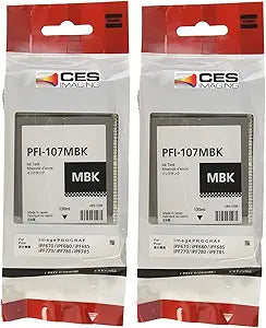 Canon 8541628289 PFI-107MBK Matte Black Ink Tank 2-Pack