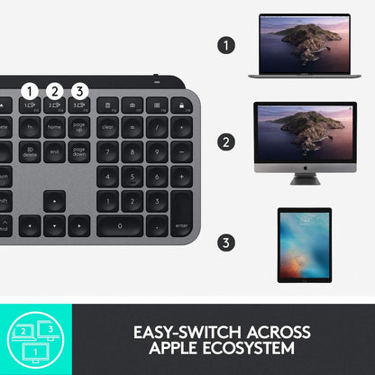 Logitech 920-009552 MX Keys for Mac Wireless Keyboard - Space Gray