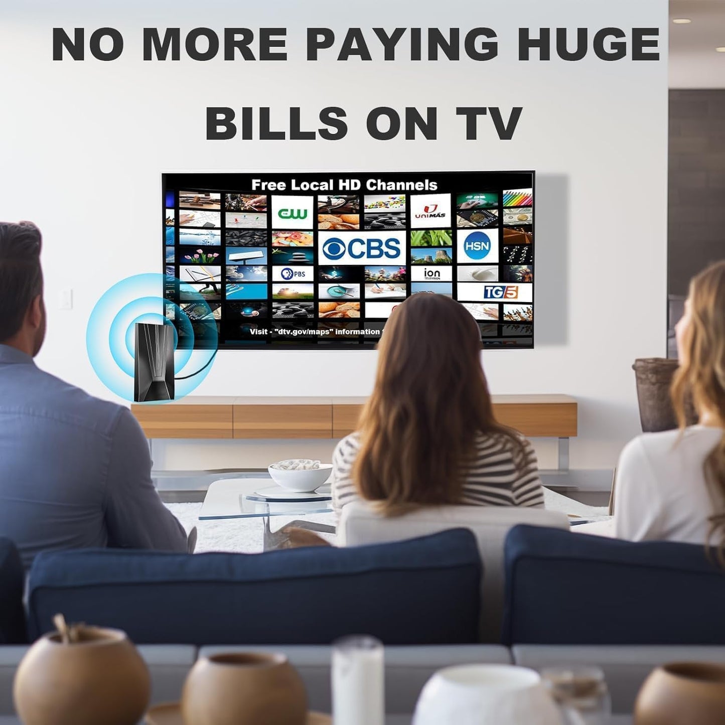 HP TV Antenna Indoor Outdoor 600 Mile Range