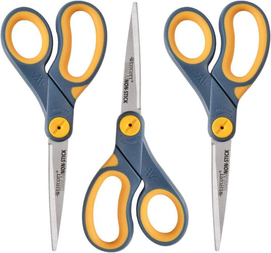 Westcott 15454 8" Titanium Non-Stick Scissors 3-Pack