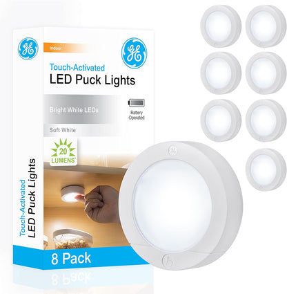 GE 45998 Wireless LED Puck Lights 8-Pack