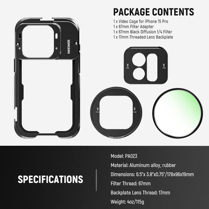 Neewer 90100993 Pro iPhone 15 Video Cage Kit