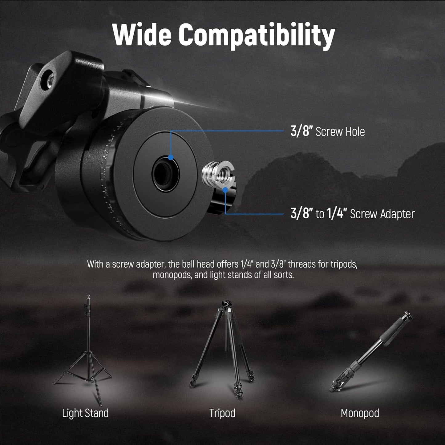 Neewer 10101297 Low Profile Camera Tripod Ball Head