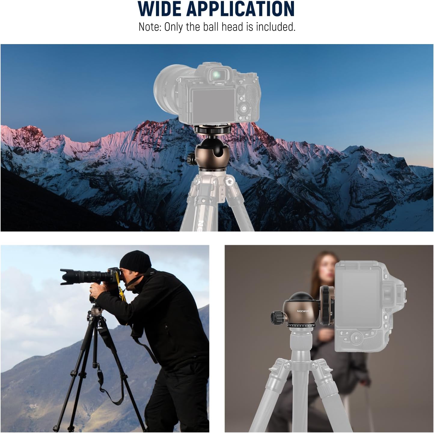 Neewer GM32 Low Profile Tripod Ball Head 22lb Load