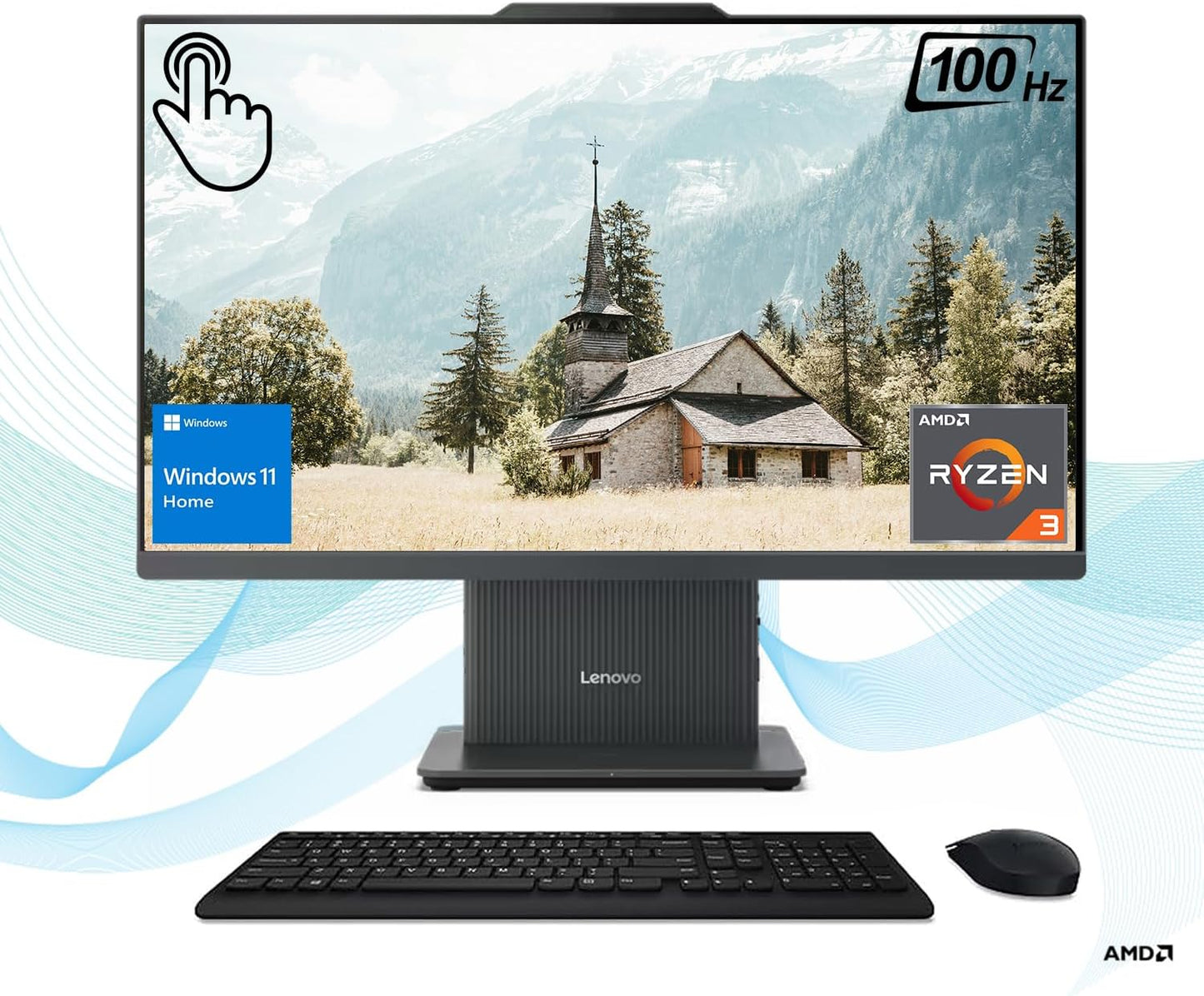Lenovo 24ARR9 IdeaCentre AIO Desktop, 23.8" Touchscreen, Ryzen 3, 16GB RAM, 1TB SSD