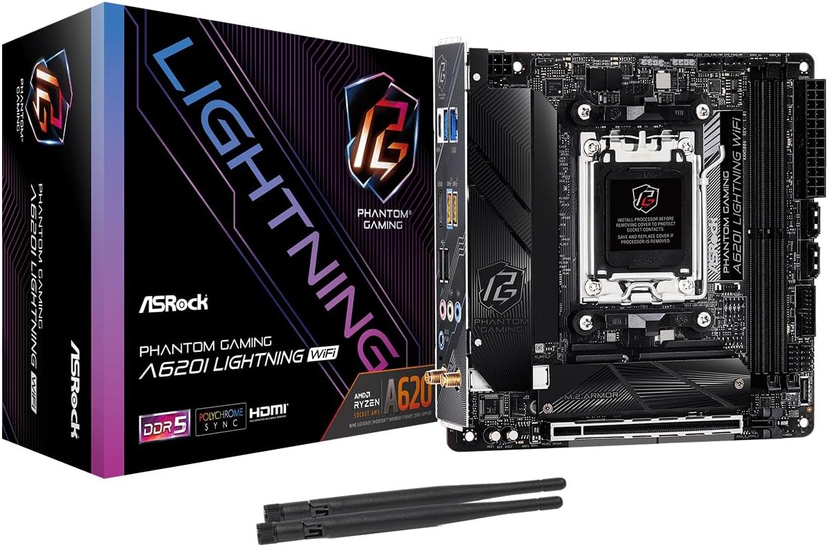 ASRock 90-MXBMN0-A0UAYZ A620I Lightning WiFi Mini-ITX Motherboard
