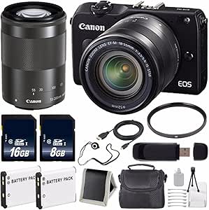 Canon EOSM2 BLACK 18-55 B27 M2 Mark II Digital Camera Bundle
