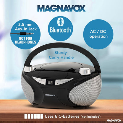 Magnavox 813250 CD Boombox Bluetooth AM/FM Radio