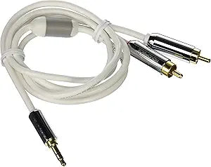 Monoprice 109299 3ft 3.5mm to RCA Stereo Audio Cable - White — main product image