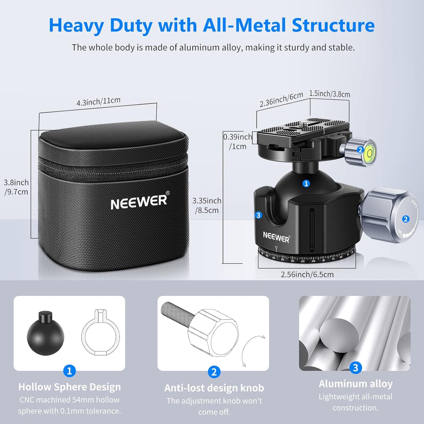 Neewer 10100404 Low Profile 44mm Tripod Ball Head