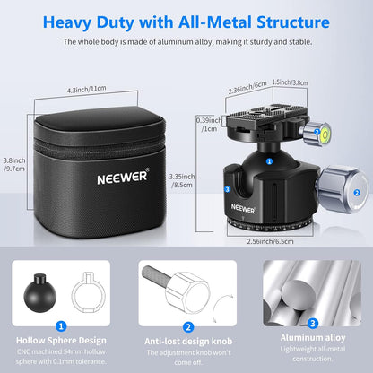 Neewer 10100404 Low Profile 44mm Tripod Ball Head