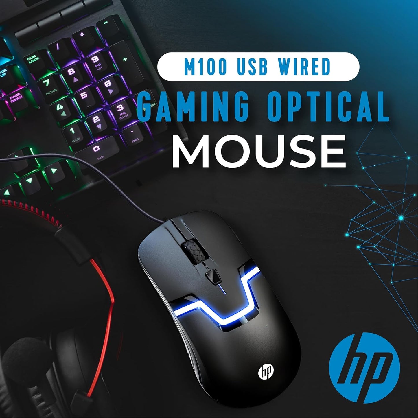 HP M160 Wired RGB Gaming Mouse Optical Sensor