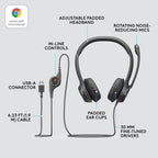 Logitech 981-000014 Wired Headset: Noise-Canceling Mic for PC