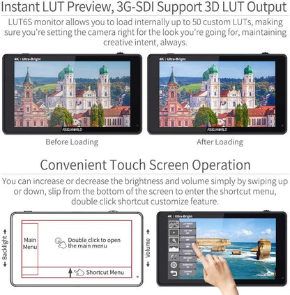 FEELWORLD LUT6S 6" 2600nit SDI HDMI Monitor Kit