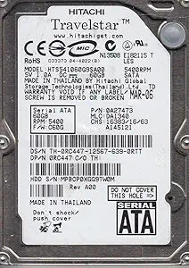 Hitachi HTS541060G9SA00 60GB SATA 2.5 Hard Drive
