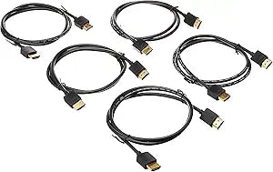 Monoprice 8K Ultra High Speed Slim 3ft HDMI Cable 5-Pack