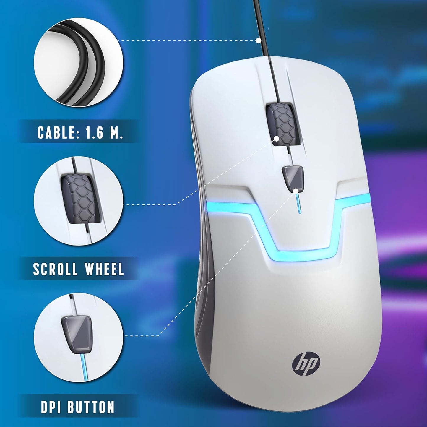 HP M160 Wired Gaming Mouse with LED Lighting