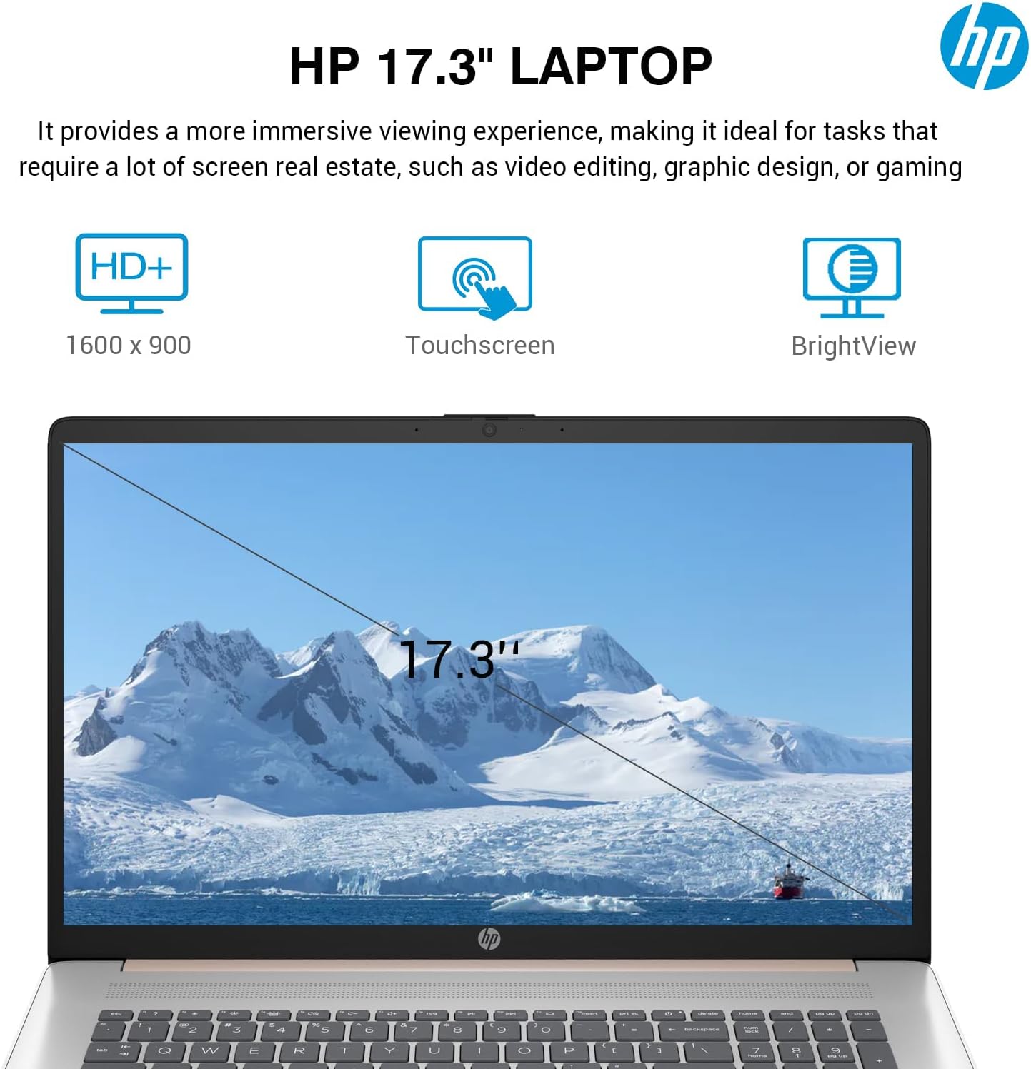 HP Essential 17 Touchscreen i7 Laptop - Rose Gold