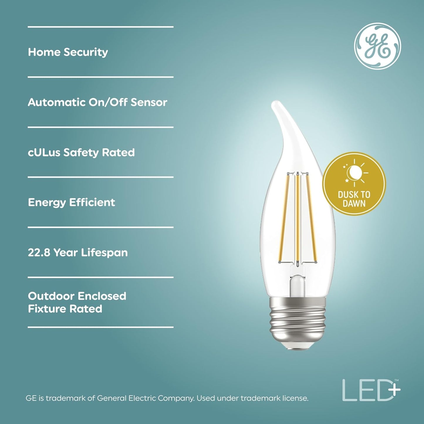 GE 93121493 LED+ Dusk to Dawn Outdoor Light Bulbs, 2-Pack
