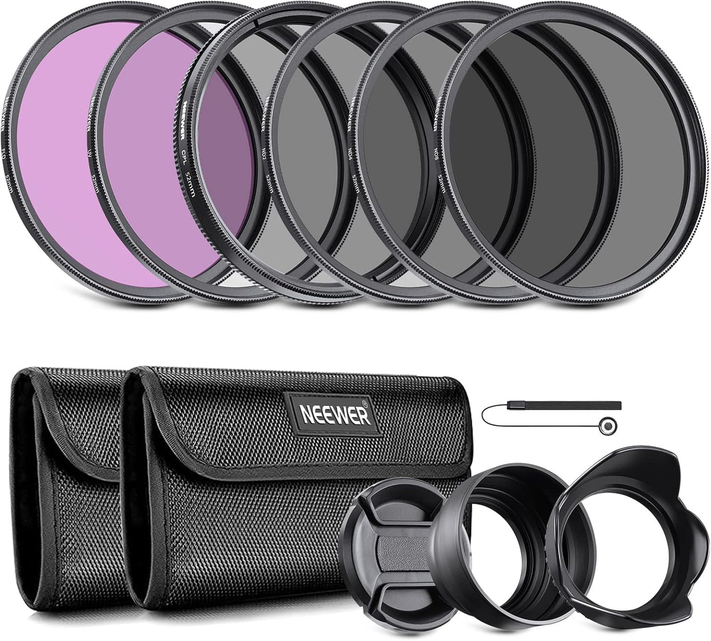 Neewer 10083799@@##2 52mm Lens Filter Kit UV CPL FLD ND2 ND4 ND8