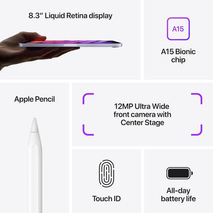 Apple MK7R3LL/A iPad Mini 6th Gen 64GB Wi-Fi Purple