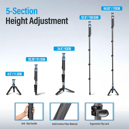 Sirui P-325FL-AM Carbon Fiber Camera Monopod with Feet