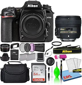 Nikon 1581 D7500 DSLR Camera with 50mm Lens Bundle (Renewed)